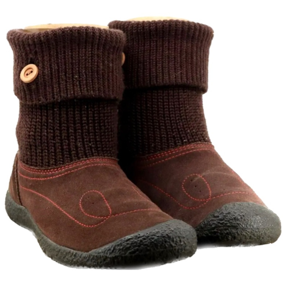 Keen Shay Brown Suede Knit Ankle Boots, Women’s Size 5.5